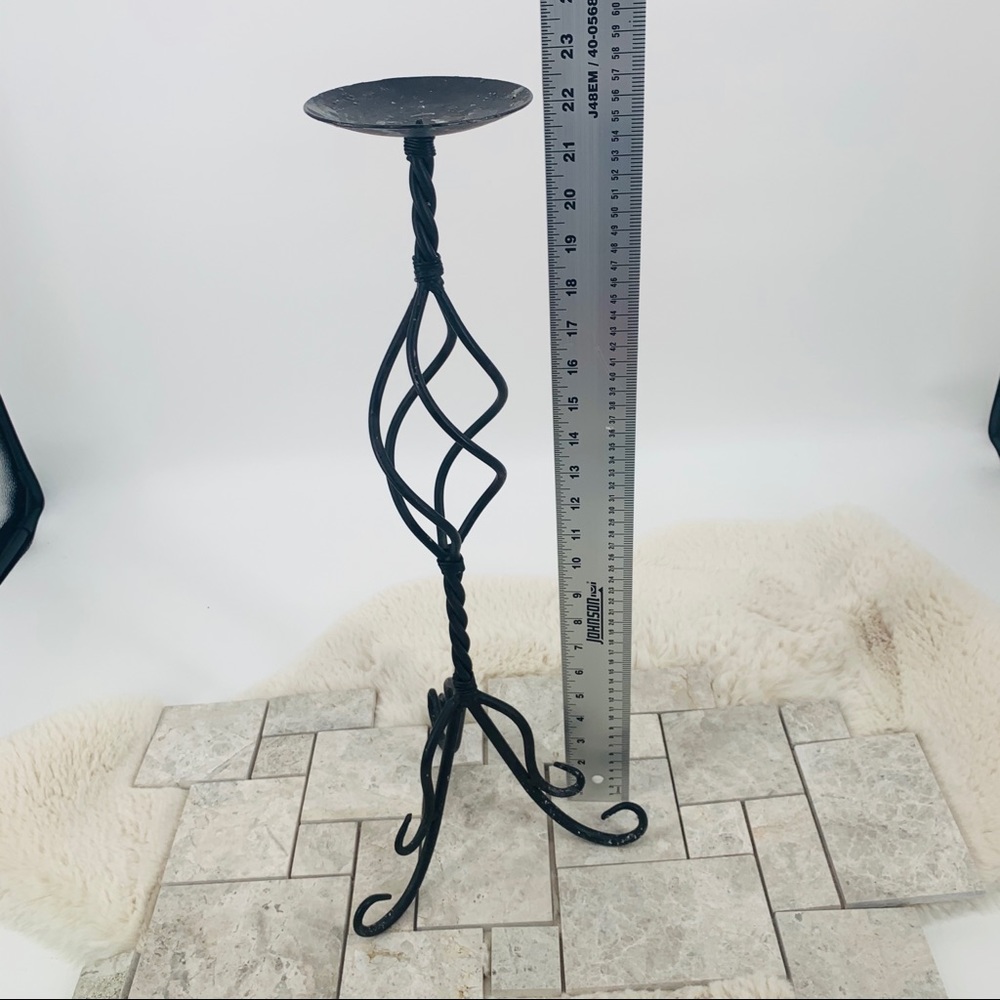 22” Rustic Wrought Iron Candlestick - Picture 8 of 8